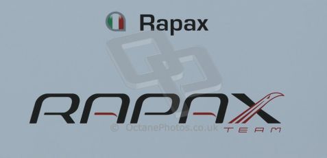 World © Octane Photographic Ltd. 2014 Formula 1 Abu Dhabi Grand Prix, GP2 setup, Thursday 20th November 2014. Rapax garage sign. Digital Ref : 1156CB1D4938