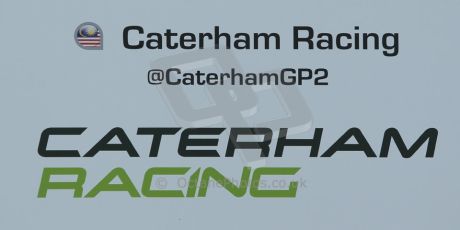 World © Octane Photographic Ltd. 2014 Formula 1 Abu Dhabi Grand Prix, GP2 setup, Thursday 20th November 2014. EQ8 Caterham Racing garage sign. Digital Ref : 1156CB1D4942