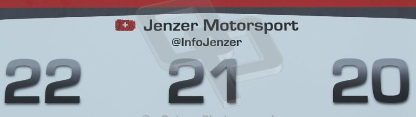 World © Octane Photographic Ltd. 2014 Formula 1 Abu Dhabi Grand Prix, GP3 setup, Thursday 20th November 2014. Jenzer Motorsport garage sign. Digital Ref : 1156CB1D4977
