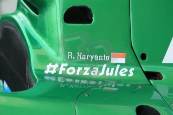 World © Octane Photographic Ltd. 2014 Formula 1 Abu Dhabi Grand Prix, GP2 setup, Thursday 20th November 2014. Rio Haryanto - EQ8 Caterham Racing, #ForzaJules. Digital Ref : 1156CB1D5022