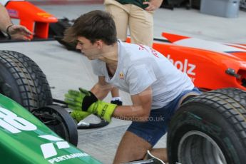 World © Octane Photographic Ltd. 2014 Formula 1 Abu Dhabi Grand Prix, GP2 setup, Thursday 20th November 2014. Pierre Gasly wheel change - EQ8 Caterham Racing. Digital Ref : 1156CB1D5089