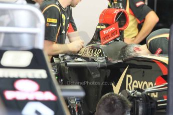 World © Octane Photographic Ltd. 2014 Formula 1 Abu Dhabi Grand Prix, Formula 1 setup, Wednesday 19th November 2014. Lotus F1 Team E22. Digital Ref : 1153CB1DL4669