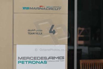 World © Octane Photographic Ltd. 2014 Formula 1 Abu Dhabi Grand Prix, Formula 1 setup, Wednesday 19th November 2014. Mercedes AMG Petronas Team Villa. Digital Ref : 1153CB1DL4747