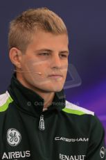 World © Octane Photographic Ltd. Thursday 19th June 2014. Red Bull Ring, Spielberg - Austria - Formula 1 FIA press conference. Caterham F1 Team – Marcus Ericsson. Digital Ref: 0990LB1D8980