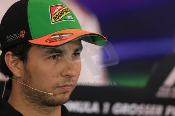 World © Octane Photographic Ltd. Thursday 19th June 2014. Red Bull Ring, Spielberg - Austria - Formula 1 FIA press conference. Sahara Force India – Sergio Perez. Digital Ref: 0990LB1D9058