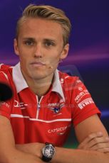 World © Octane Photographic Ltd. Thursday 19th June 2014. Red Bull Ring, Spielberg - Austria - Formula 1 FIA press conference. Marussia F1 Team - Max Chilton. Digital Ref: 0990LB1D9119