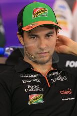 World © Octane Photographic Ltd. Thursday 19th June 2014. Red Bull Ring, Spielberg - Austria - Formula 1 FIA press conference. Sahara Force India – Sergio Perez. Digital Ref: 0990LB1D9144