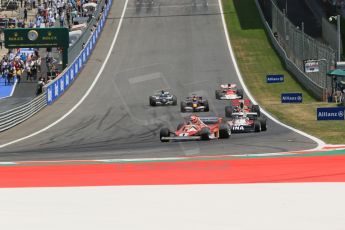 World © Octane Photographic Ltd. Sunday 22nd June 2014. Red Bull Ring, Spielberg – Austria, Formula 1 Legends. Niki Lauda in his Ferrari 321T2 leads the Legends parade laps. Digital Ref: 1003LB1D4516