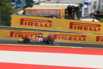 World © Octane Photographic Ltd. Sunday 22nd June 2014. Red Bull Ring, Spielberg – Austria - Formula 1 Legends. Gerhard Berger - Lotus 49. Digital Ref: 1003LB1D4673