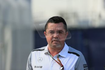 World © Octane Photographic Ltd. Sunday 22nd June 2014. Red Bull Ring, Spielberg – Austria - Formula 1 Paddock. McLaren Mercedes Racing Director - Eric Boullier. Digital Ref : 0998LB1D3721