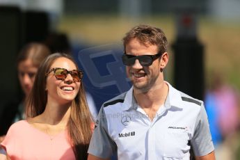 World © Octane Photographic Ltd. Sunday 22nd June 2014. Red Bull Ring, Spielberg – Austria - Formula 1 Paddock. McLaren Mercedes - Jenson Button and fiancee Jesscia Michibata. Digital Ref : 0998LB1D4260