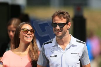 World © Octane Photographic Ltd. Sunday 22nd June 2014. Red Bull Ring, Spielberg – Austria - Formula 1 Paddock. McLaren Mercedes - Jenson Button and fiancee Jesscia Michibata. Digital Ref :  0998LB1D4260