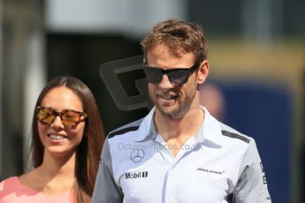 World © Octane Photographic Ltd. Sunday 22nd June 2014. Red Bull Ring, Spielberg – Austria - Formula 1 Paddock. McLaren Mercedes - Jenson Button and fiancee Jesscia Michibata. Digital Ref :