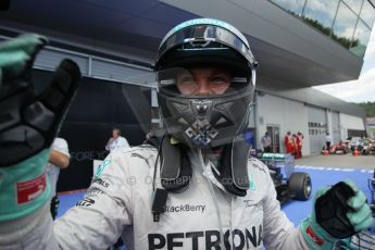World © Octane Photographic Ltd. Sunday 22nd June 2014. Red Bull Ring, Spielberg - Austria - Formula 1 Parc Ferme. Mercedes AMG Petronas F1 W05 Hybrid - Nico Rosberg. Digital Ref: 1001LB1D1791