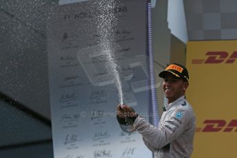 World © Octane Photographic Ltd. Sunday 22nd June 2014. Red Bull Ring, Spielberg - Austria - Formula 1 Podium. Mercedes AMG Petronas F1 W05 Hybrid – Lewis Hamilton. Digital Ref: 1001LB1D6000