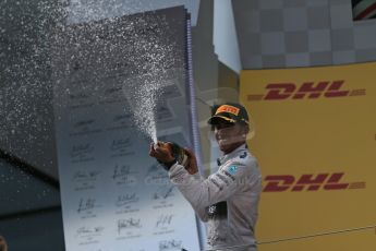 World © Octane Photographic Ltd. Sunday 22nd June 2014. Red Bull Ring, Spielberg - Austria - Formula 1 Podium. Mercedes AMG Petronas F1 W05 Hybrid – Lewis Hamilton. Digital Ref: 1001LB1D6006