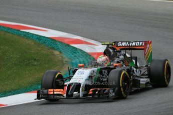 World © Octane Photographic Ltd. Friday 20th June 2014. Red Bull Ring, Spielberg - Austria - Formula 1 Practice 2. Sahara Force India VJM07 – Sergio Perez. Digital Ref: 0992LB1D0592