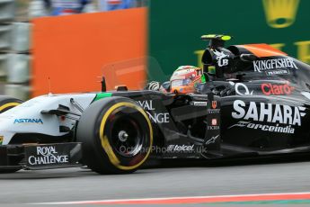 orld © Octane Photographic Ltd. Friday 20th June 2014. Red Bull Ring, Spielberg - Austria - Formula 1 Practice 2.  Sahara Force India VJM07 – Sergio Perez. Digital Ref: 0992LB1D0599