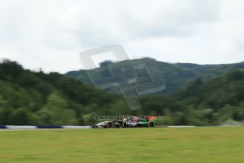 World © Octane Photographic Ltd. Friday 20th June 2014. Red Bull Ring, Spielberg - Austria - Formula 1 Practice 2.  Sahara Force India VJM07 – Sergio Perez. Digital Ref: 0992LB1D0816