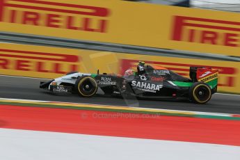 World © Octane Photographic Ltd. Saturday 21st June 2014. Red Bull Ring, Spielberg - Austria - Formula 1 Qualifying. Sahara Force India VJM07 – Sergio Perez. Digital Ref: 0996LB1D2436