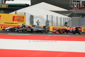 World © Octane Photographic Ltd. Sunday 22nd June 2014. Red Bull Ring, Spielberg - Austria - Formula 1 Race. Infiniti Red Bull Racing RB10 - Sebastian Vettel slips down the order with a temporary drive failure. Digital Ref: 1000LB1D5059