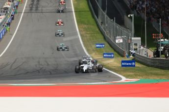 World © Octane Photographic Ltd. Sunday 22nd June 2014. Red Bull Ring, Spielberg - Austria - Formula 1 Race. Massa leads the Williams Martini Racing 1-2 with Mercedes 3-4 on the 2nd lap. Digital Ref: 1000LB1D5079