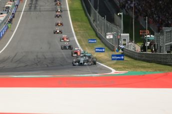World © Octane Photographic Ltd. Sunday 22nd June 2014. Red Bull Ring, Spielberg - Austria - Formula 1 Race. Mercedes AMG Petronas F1 W05 Hybrid - Nico Rosberg and Lewis Hamilton. Digital Ref: 1000LB1D5088