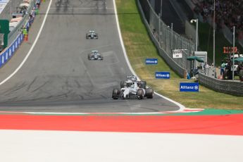 World © Octane Photographic Ltd. Sunday 22nd June 2014. Red Bull Ring, Spielberg - Austria - Formula 1 Race. Williams Martini Racing FW36 – Felipe Massa and Valtteri Bottas. Digital Ref: 1000LB1D5164