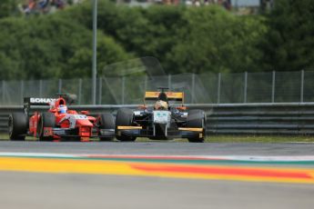 World © Octane Photographic Ltd. Saturday 21st June 2014. GP2 Race 1 – Red Bull Ring, Spielberg - Austria. Daniel Abt - Hilmer Motorsport and Rene Binder - Arden International. Digital Ref: 0997LB1D2999