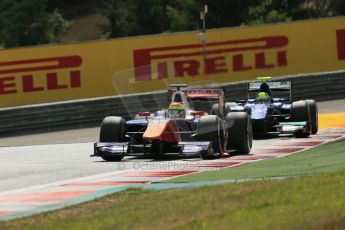 World © Octane Photographic Ltd. Saturday 21st June 2014. GP2 Race 1 – Red Bull Ring, Spielberg - Austria. Sergio Canamasas - Trident and Julian Leal - Carlin. Digital Ref : 0997LB1D3204