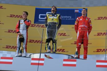 World © Octane Photographic Ltd. Saturday 21st June 2014. GP2 Race 1 – Red Bull Ring, Spielberg - Austria. Felipe Nasr - Carlin, Stoffel Vandoorne - ART Grand Prix and Raffaele Marciello - Racing Engineering. Digital Ref : 0997LB1D3601