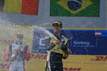 World © Octane Photographic Ltd. Saturday 21st June 2014. GP2 Race 1 – Red Bull Ring, Spielberg - Austria. Felipe Nasr - Carlin, Stoffel Vandoorne - ART Grand Prix. Digital Ref : 0997LB1D3664