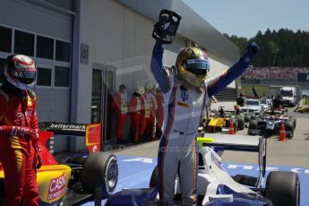 World © Octane Photographic Ltd. Sunday 22nd June 2014. GP2 Race 2 Park Ferme – Red Bull Ring, Spielberg - Austria. Johnny Cecotto - Trident. Digital Ref : 0999LB1D1635