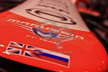 World © Octane Photographic Ltd. Autosport International Show NEC
Birmingham, Thursday 9th January 2014. Marussia F1 nose. Digital ref: 0878cj7d0040