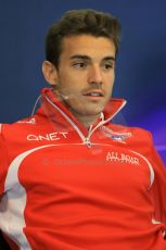 World © Octane Photographic Ltd. Thursday 21st August 2014. Belgian GP, Spa-Francorchamps - Formula 1 FIA Press Conference. Marussia F1 Team - Jules Bianchi. Digital Ref : 1078LB1D6131