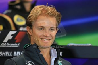World © Octane Photographic Ltd. Thursday 21st August 2014. Belgian GP, Spa-Francorchamps Formula 1 FIA Press Conference. Mercedes AMG Petronas - Nico Rosberg. Digital Ref: 1078LB1D6143