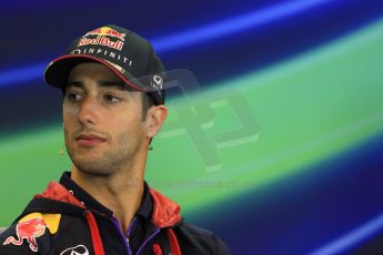 World © Octane Photographic Ltd. Thursday 21st August 2014. Belgian GP, Spa-Francorchamps - Formula 1 FIA Press Conference. Infiniti Red Bull Racing - Daniel Ricciardo. Digital Ref: 1078LB1D6149
