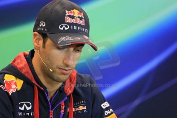 World © Octane Photographic Ltd. Thursday 21st August 2014. Belgian GP, Spa-Francorchamps - Formula 1 FIA Press Conference. Infiniti Red Bull Racing - Daniel Ricciardo. Digital Ref: 1078LB1D6235