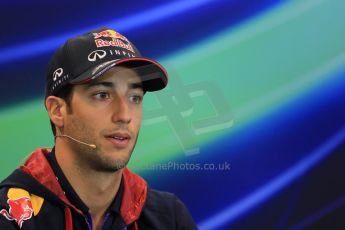 World © Octane Photographic Ltd. Thursday 21st August 2014. Belgian GP, Spa-Francorchamps - Formula 1 FIA Press Conference. Infiniti Red Bull Racing - Daniel Ricciardo. Digital Ref: 1078LB1D6237