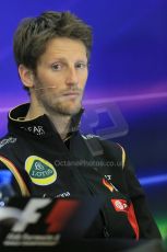 World © Octane Photographic Ltd. Thursday 21st August 2014. Belgian GP, Spa-Francorchamps - Formula 1 FIA Press Conference. Lotus f1 Team - Romain Grosjean. Digital Ref: 1078LB1D6247
