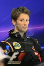 World © Octane Photographic Ltd. Thursday 21st August 2014. Belgian GP, Spa-Francorchamps - Formula 1 FIA Press Conference. Lotus f1 Team - Romain Grosjean. Digital Ref: 1078LB1D6255