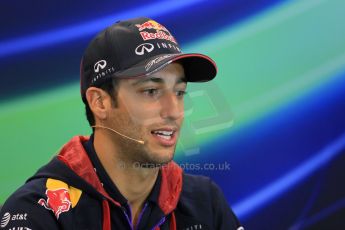 World © Octane Photographic Ltd. Thursday 21st August 2014. Belgian GP, Spa-Francorchamps - Formula 1 FIA Press Conference. Infiniti Red Bull Racing - Daniel Ricciardo. Digital Ref: 1078LB1D6256