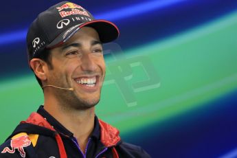 World © Octane Photographic Ltd. Thursday 21st August 2014. Belgian GP, Spa-Francorchamps - Formula 1 FIA Press Conference. Infiniti Red Bull Racing - Daniel Ricciardo. Digital Ref: 1078LB1D6285