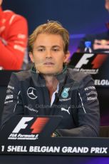 World © Octane Photographic Ltd. Thursday 21st August 2014. Belgian GP, Spa-Francorchamps Formula 1 FIA Press Conference. Mercedes AMG Petronas - Nico Rosberg. Digital Ref: 1078LB1D6318