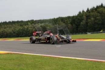 World © Octane Photographic Ltd. Friday 22nd August 2014, Belgian GP, Spa-Francorchamps. - Formula 1 Practice 1. Lotus F1 Team E22 - Romain Grosjean. Digital Ref: 1079LB1D5472