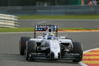 World © Octane Photographic Ltd. Friday 22nd August 2014, Belgian GP, Spa-Francorchamps. - Formula 1 Practice 1. Williams Martini Racing FW36 – Felipe Massa. Digital Ref: 1079LB1D6502