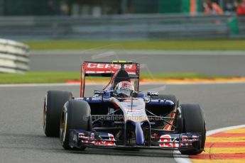 World © Octane Photographic Ltd. Friday 22nd August 2014, Belgian GP, Spa-Francorchamps. - Formula 1 Practice 1. Scuderia Toro Rosso STR 9 – Daniil Kvyat. Digital Ref: 1079LB1D6509