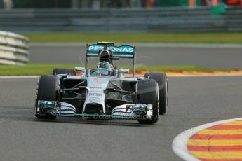World © Octane Photographic Ltd. Friday 22nd August 2014, Belgian GP, Spa-Francorchamps. - Formula 1 Practice 1. Mercedes AMG Petronas F1 W05 Hybrid - Nico Rosberg. Digital Ref: 1079LB1D6544
