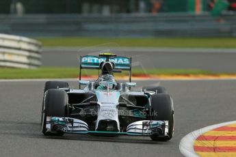 World © Octane Photographic Ltd. Friday 22nd August 2014, Belgian GP, Spa-Francorchamps. - Formula 1 Practice 1. Mercedes AMG Petronas F1 W05 Hybrid - Nico Rosberg. Digital Ref: 1079LB1D6546