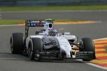 World © Octane Photographic Ltd. Friday 22nd August 2014, Belgian GP, Spa-Francorchamps. - Formula 1 Practice 1. Williams Martini Racing FW36 – Valtteri Bottas. Digital Ref: 1079LB1D6631